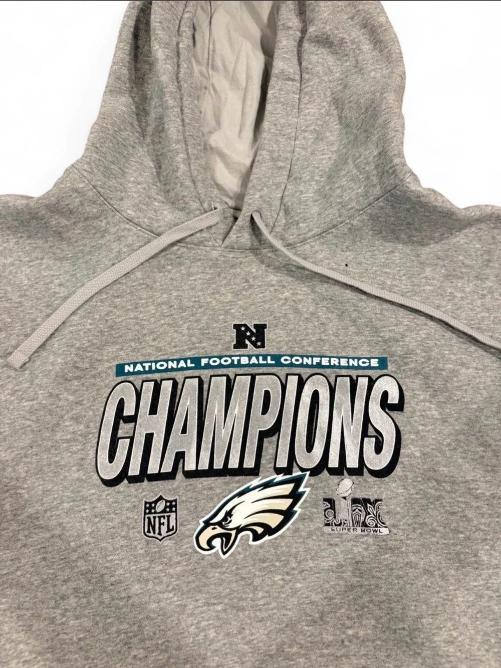 Nike Philadelphia Eagles 2024 NFC Champions Super Bowl LIX Hoodie 3XL Gray